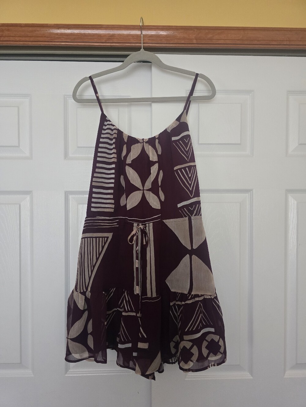 Express Plum and Beige Patterned Sleeveless Romper Size Medium